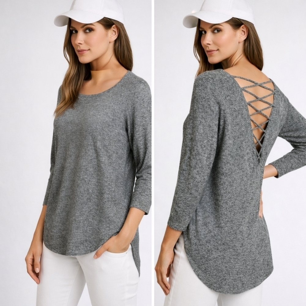 Express Heather Gray Long Sleeve Top. Size S/P
